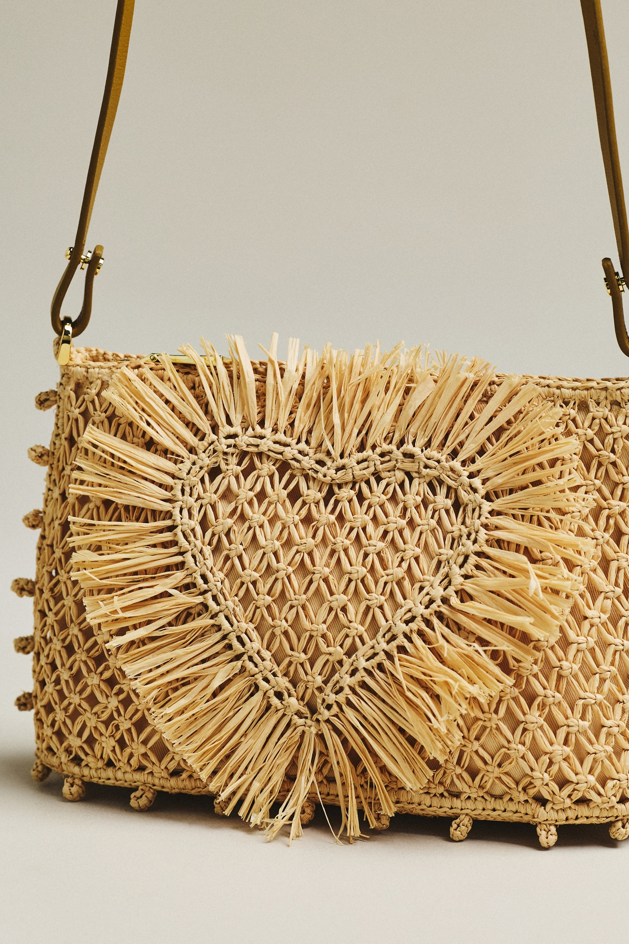 ALÉMAIS Raffia Macramé Clutch