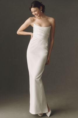 BHLDN Strapless Satin Midi Dress | Anthropologie