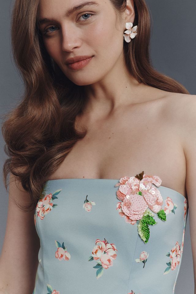 lenora bustier maxi dress Ava Midnight Floral Bustier Maxi Dress