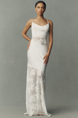 ILA Brittany Satin Lace Maxi Dress | Anthropologie