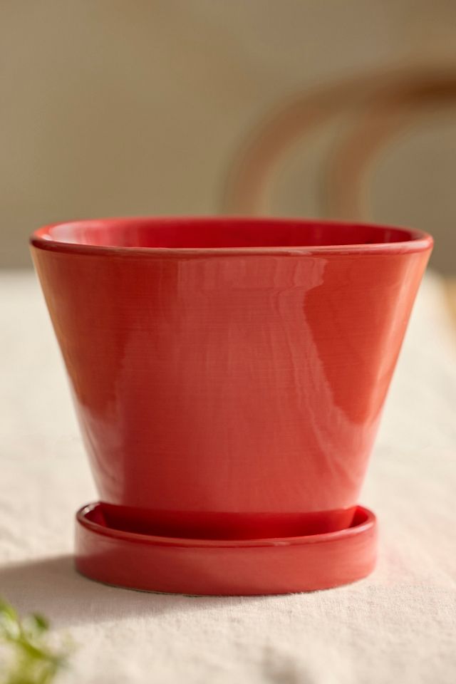 Classic Glazed Galestro Pot + Saucer Set #2