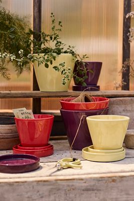 Classic Glazed Galestro Pot + Saucer Set