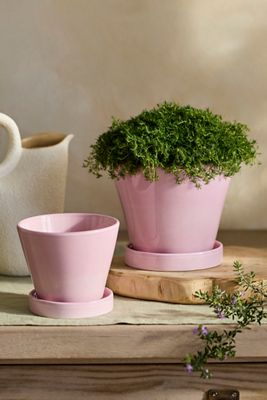 Classic Glazed Galestro Pot + Saucer Set