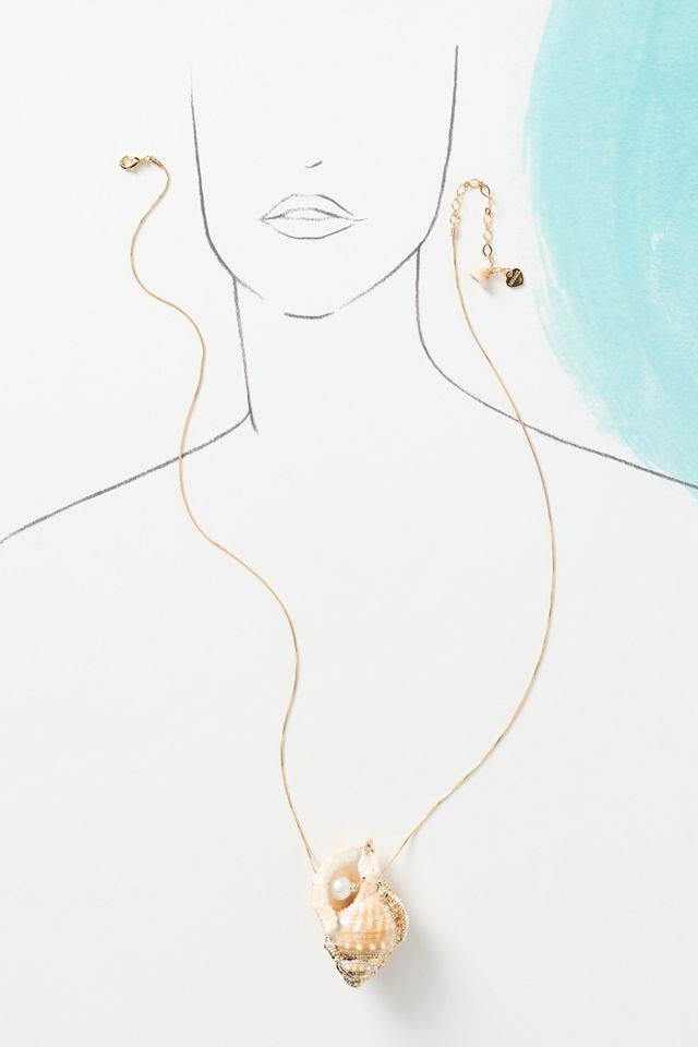 Large Shell Pendant Necklace #3