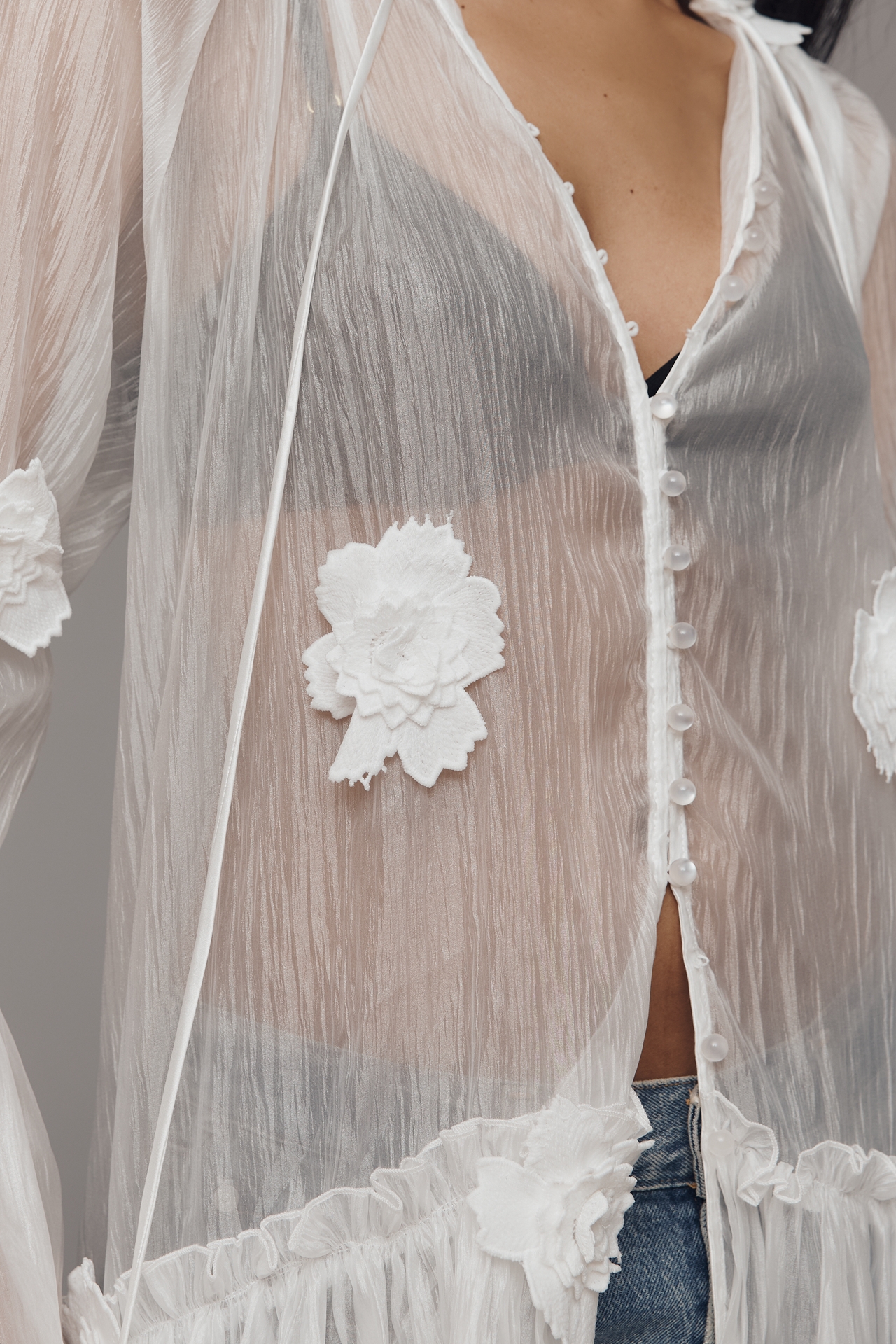 By Anthropologie Sheer Floral Tunic