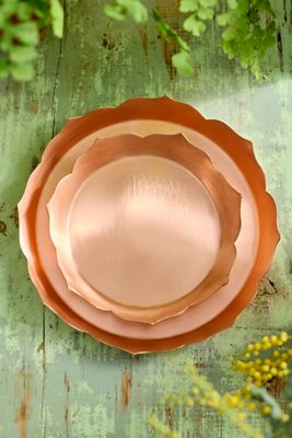 Lotus Edge Polished Copper Saucer