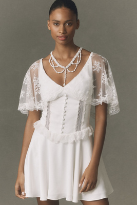 Lace Flutter Sleeve Mini Dress