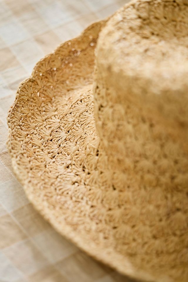 Scalloped Raffia Bucket Hat #1