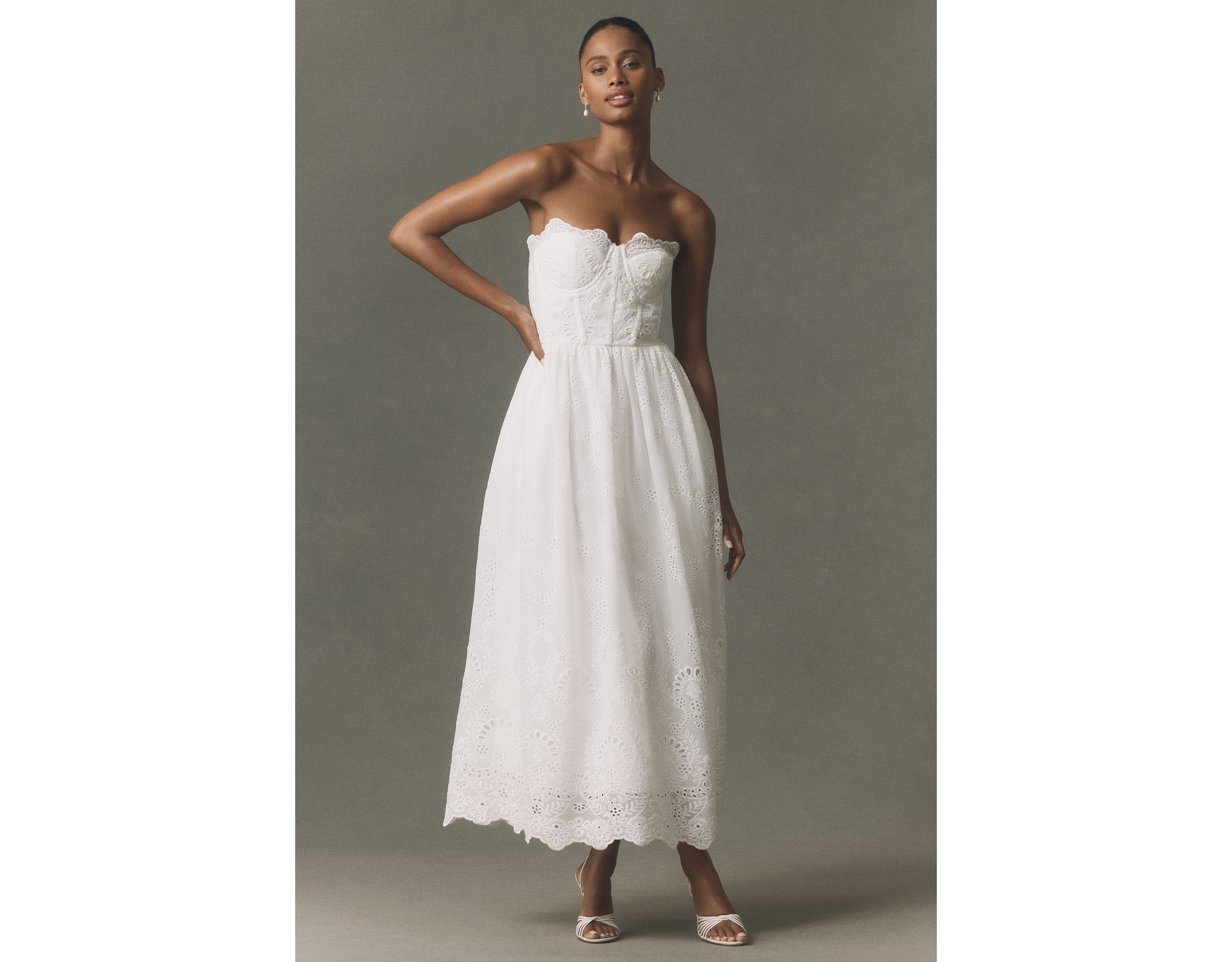 BHLDN Bustier Eyelet Midi Dress