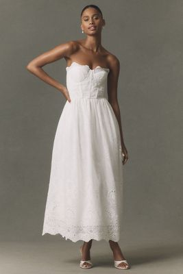 BHLDN Strapless Drop-Waist Fit & Flare Jacquard Maxi Dress