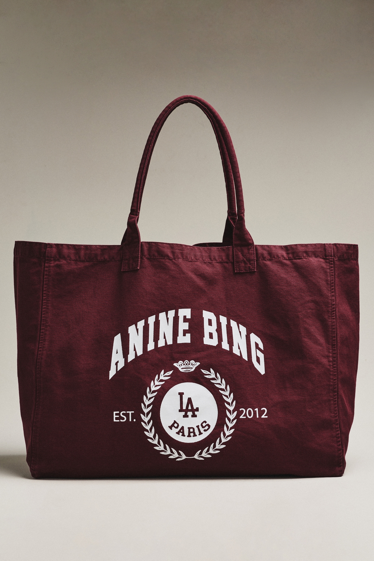 Anine Bing Leo Collegiate Canvas Tote Bag