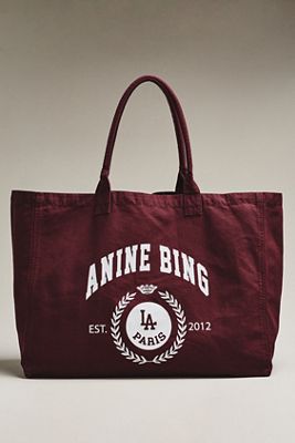 Anine Bing Leo Collegiate Canvas Tote Bag