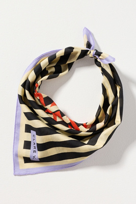Clare V Striped Hair Scarf In Beige