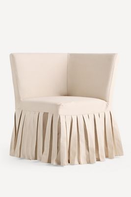 Layla Banquette Corner Chair Ruffle Slipcover