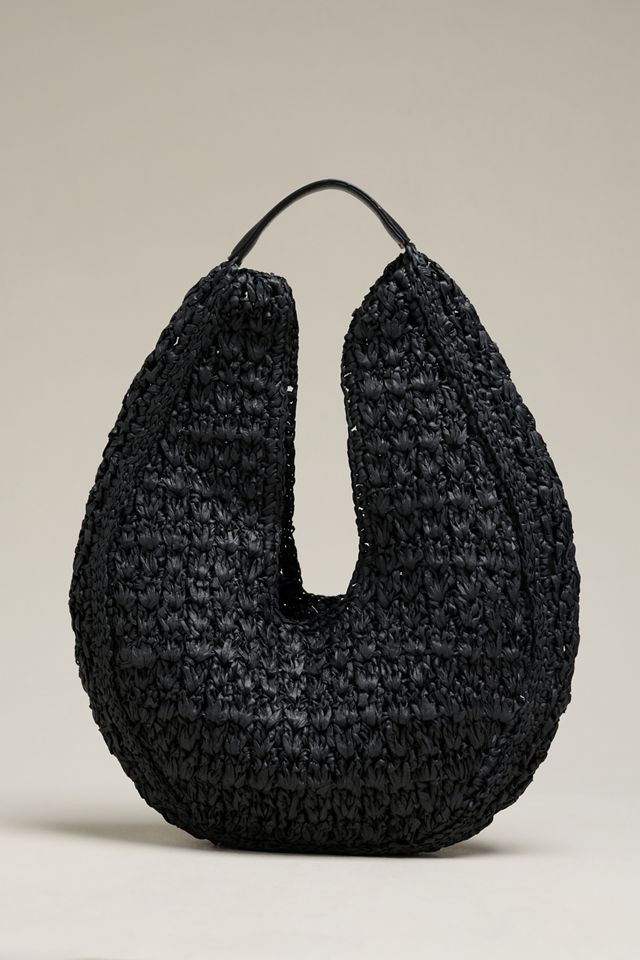 By Anthropologie Large Raffia Slouchy U-Shaped Bag #1
