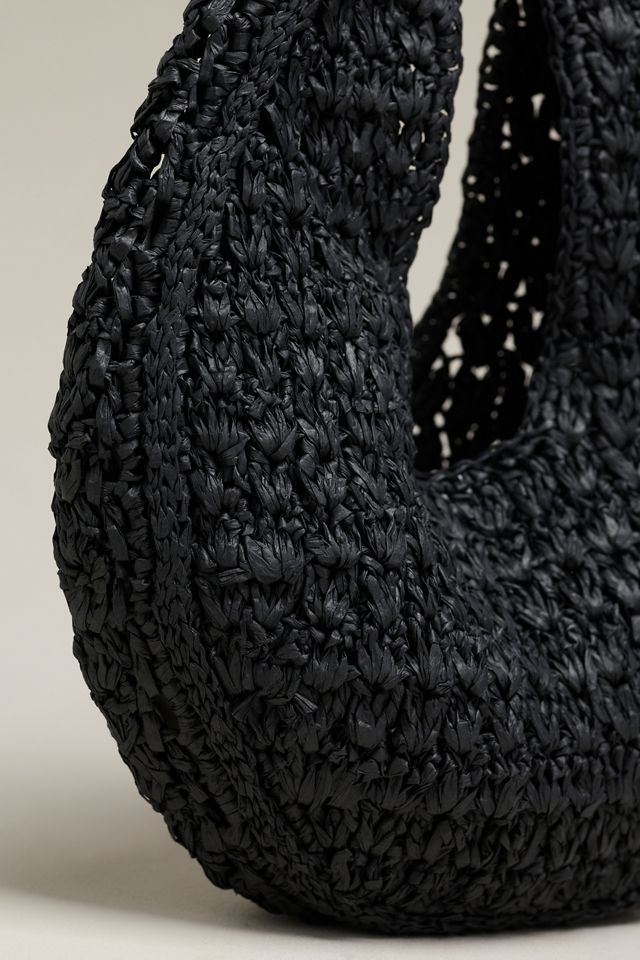 By Anthropologie Large Raffia Slouchy U-Shaped Bag #2