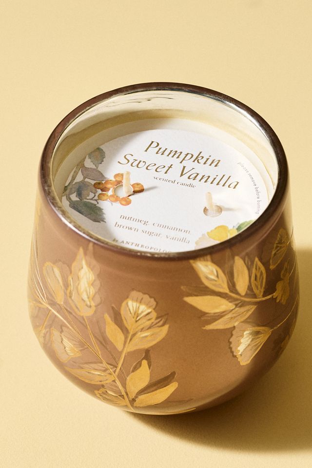 Fallen Leaves Pumpkin Sweet Vanilla Glass Candle #2