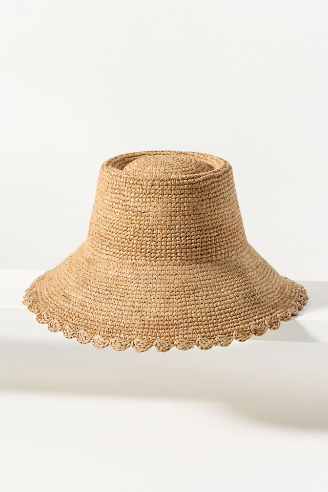 Wyeth Scalloped Straw Bucket Hat #1