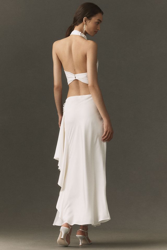 BHLDN Satin Cowl-Neck Top and Midi Skirt Set #1