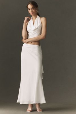 BHLDN Satin Cowl-Neck Top and Midi Skirt Set