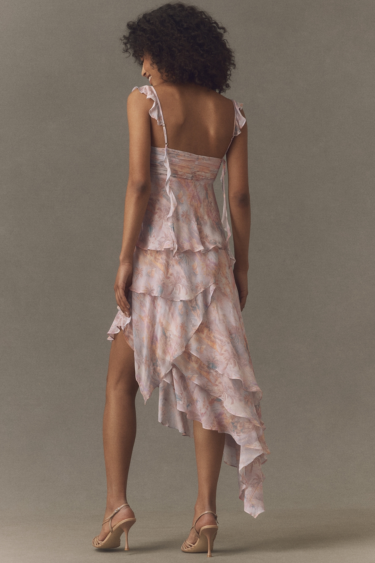 BHLDN Ruffle Chiffon Midi Dress