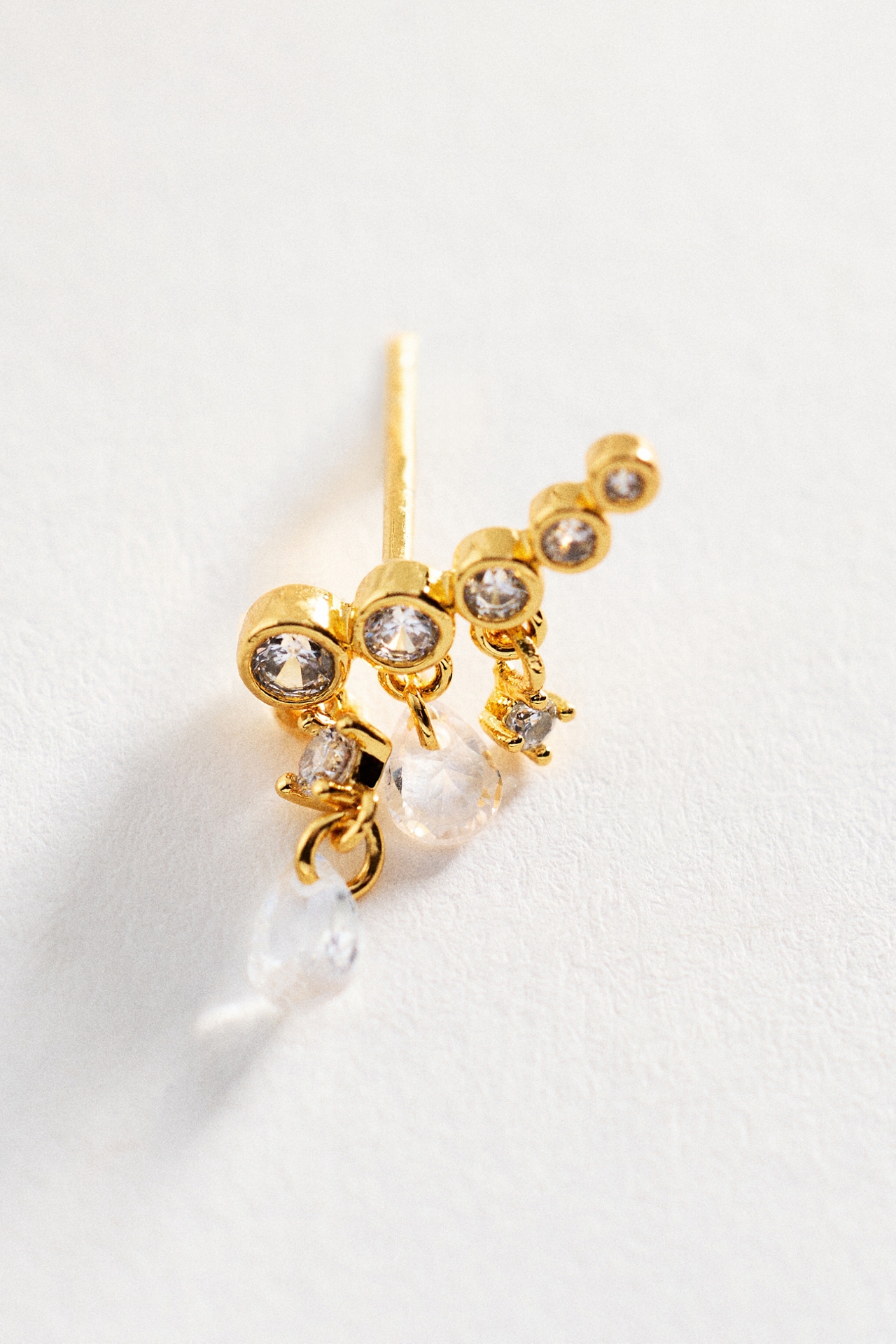 Gilded Dewdrop Climber Earrings