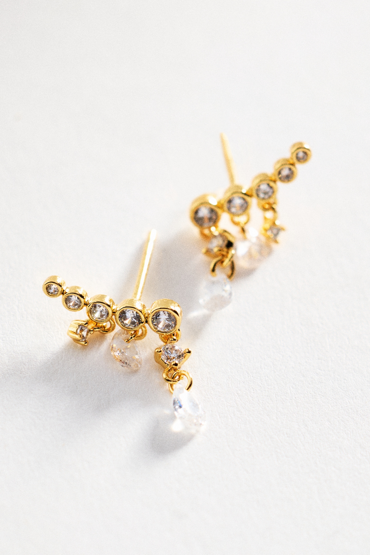 Gilded Dewdrop Climber Earrings