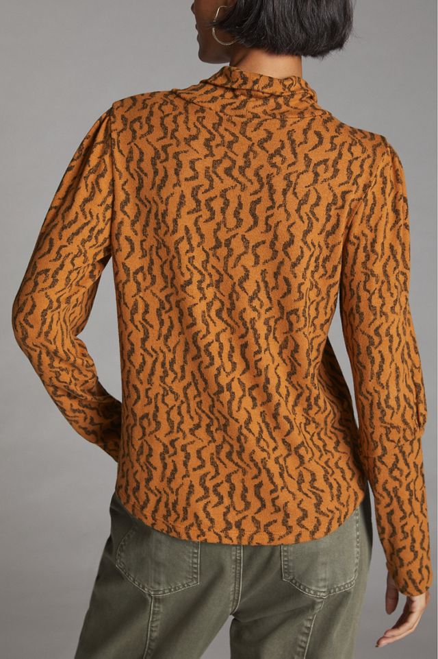 Puff-Sleeved Turtleneck Top #1