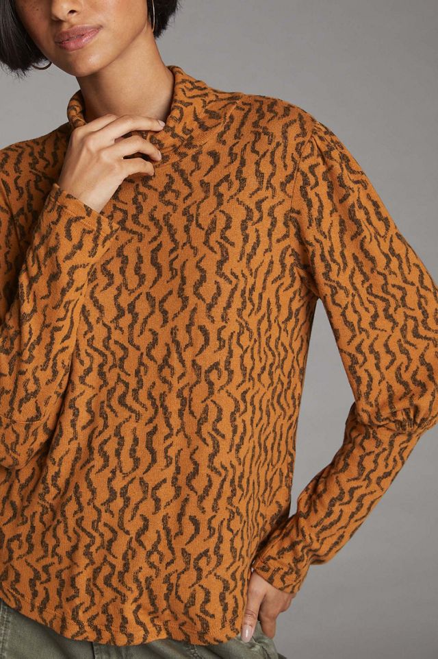 Puff-Sleeved Turtleneck Top #2