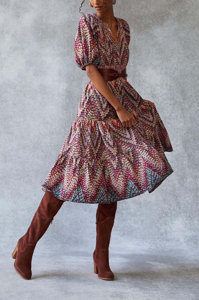 Conditions Apply Printed Puff-Sleeved Midi Dress #3