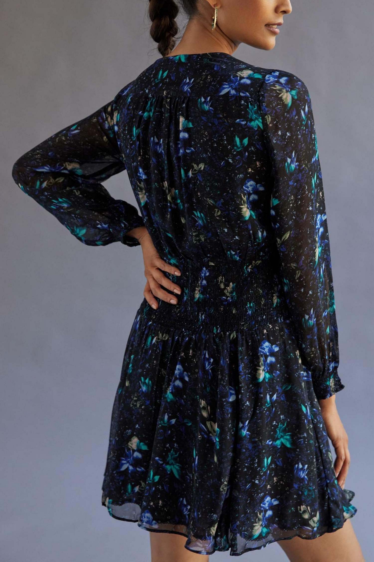 Ruched Floral Mini Dress