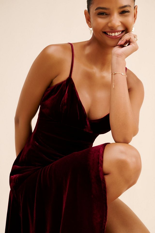 Bardot Sorella Velour Midi Dress | Anthropologie