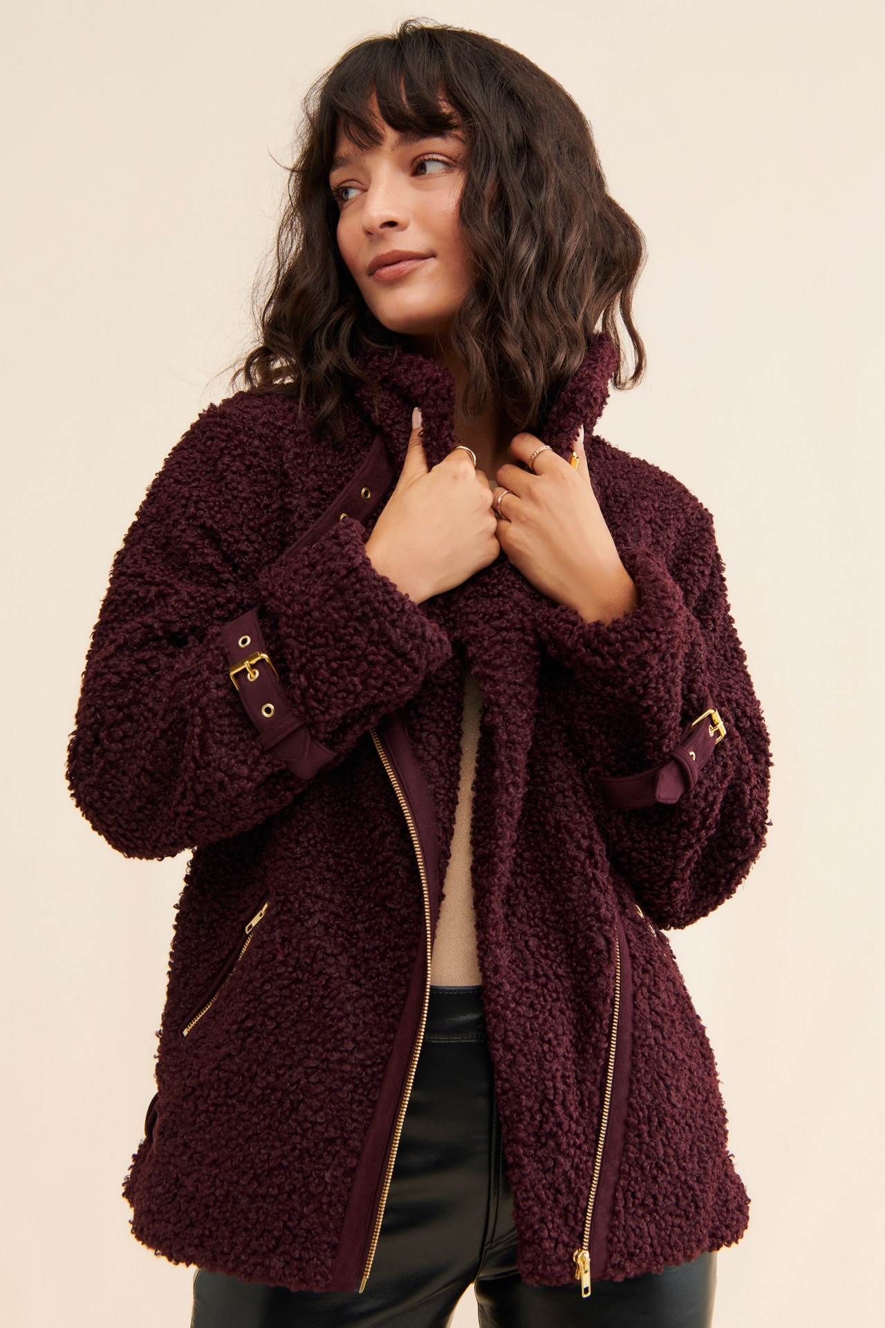 Hutch Sherpa Buckle Moto Jacket