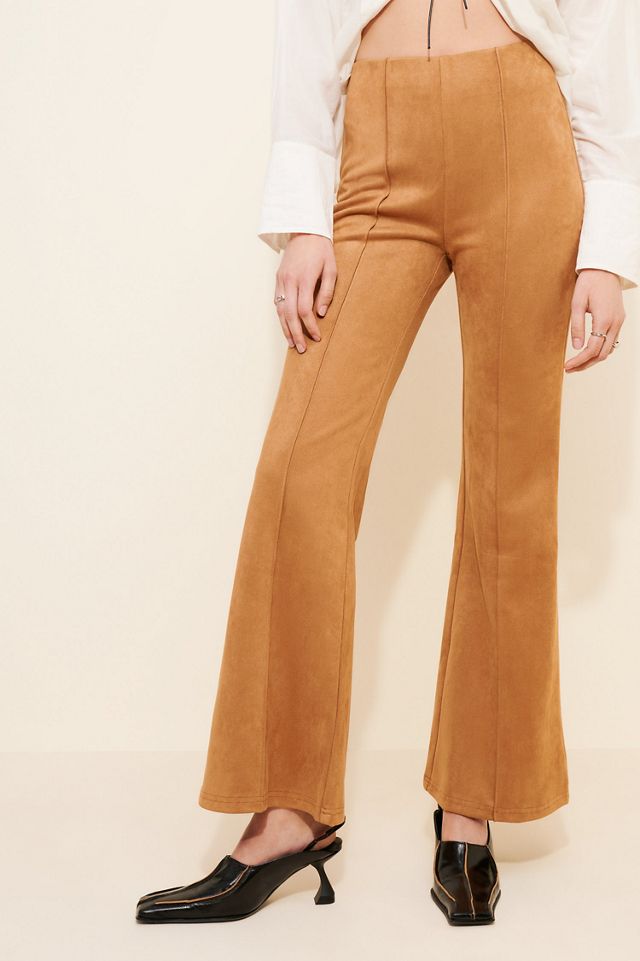 en elly Vegan Suede Flare Wide-Leg Pants #2