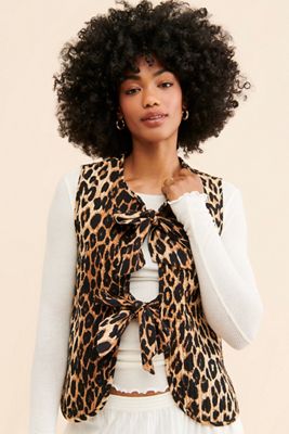 Damson Madder Leopard Tie Front Gilet