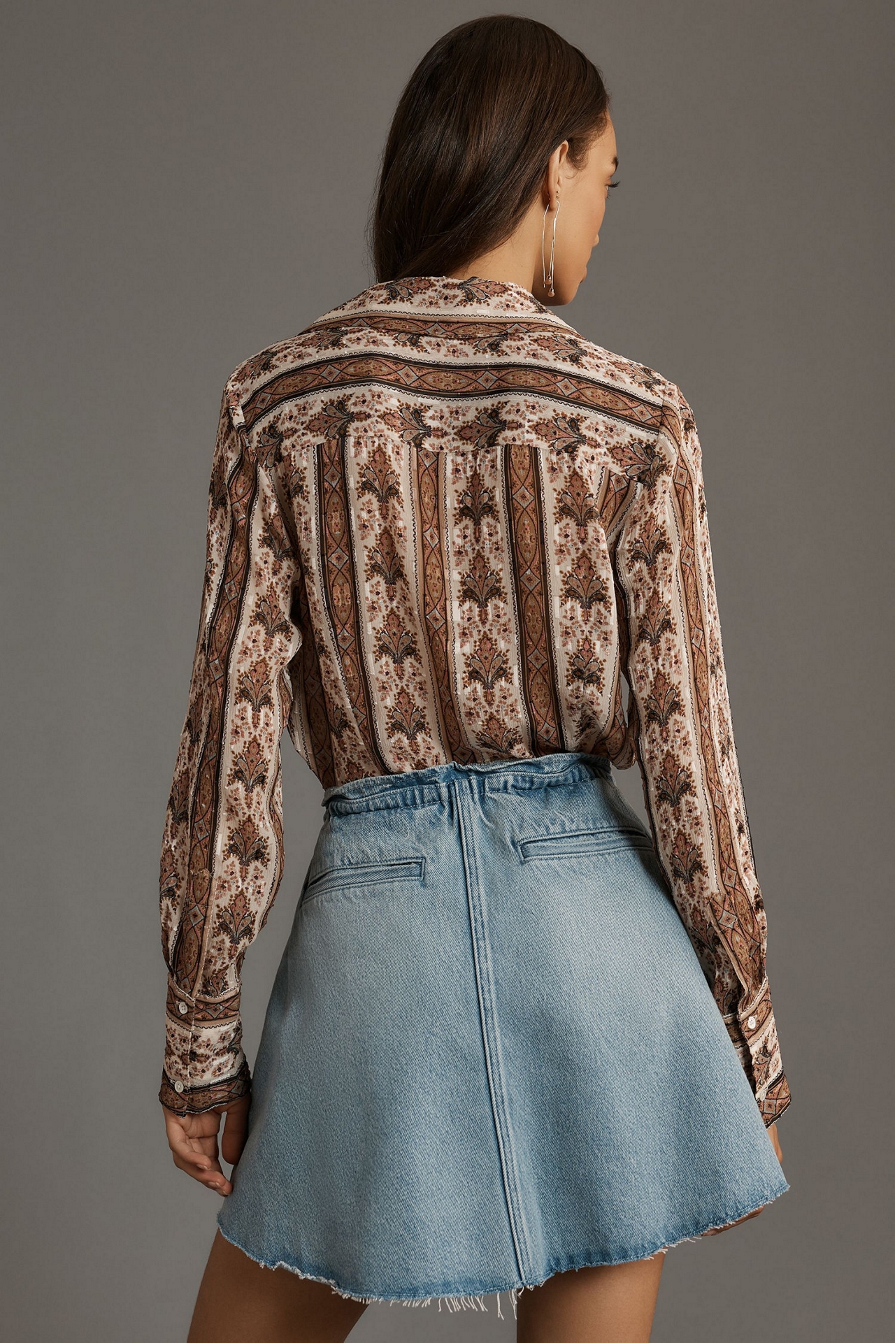 Pilcro Reworked Denim Skater Mini Skirt