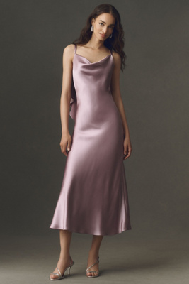 bhldn saylor cowl-neck satin maxi dress $220 NWT BHLDN Saylor Cowl-Neck Satin Maxi Dress, Forest Green, XS
