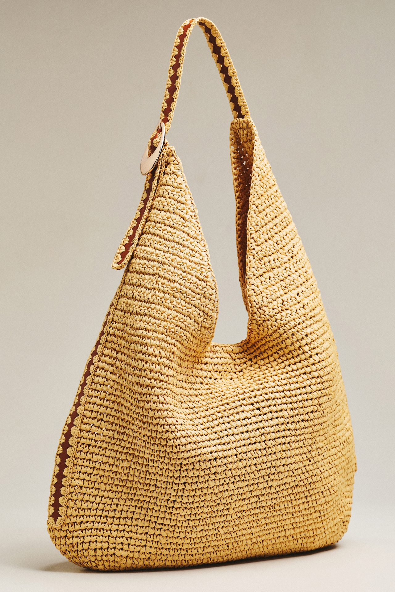 Mini Whipstitch Raffia Slouchy Bag