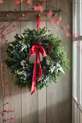 Fresh Evergreen + Sea Holly Wreath