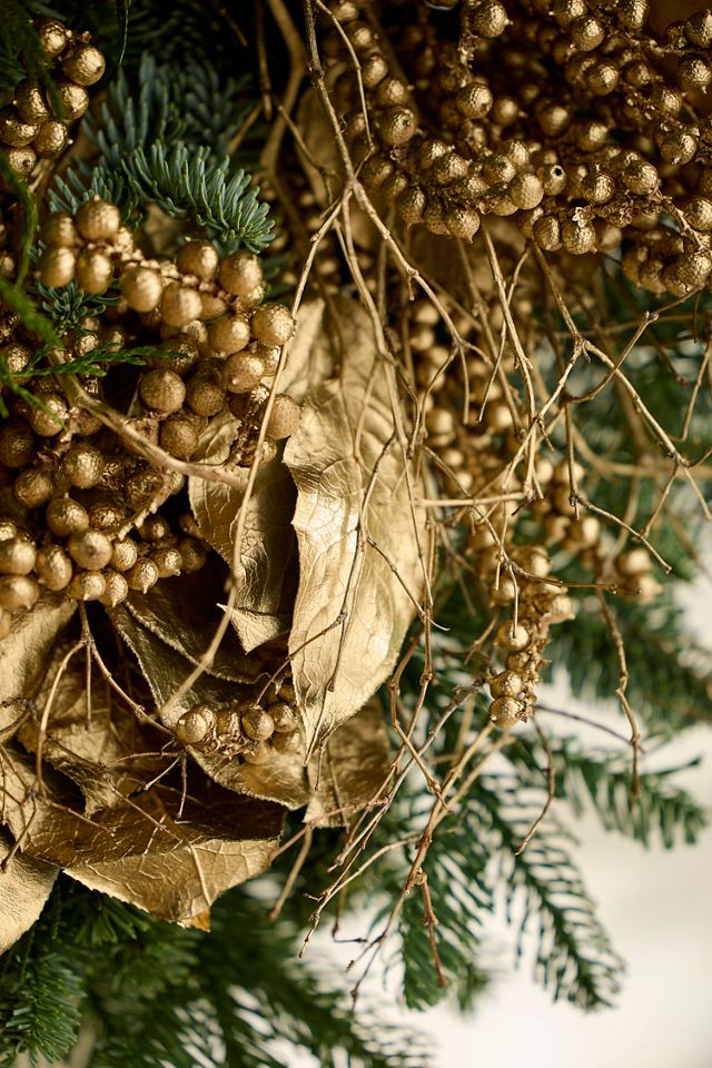 Terrain Fresh Golden Botanicals Evergreen Wreath #1