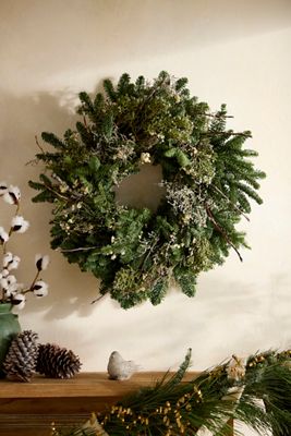 Fresh Evergreen + Birch Twig Wreath