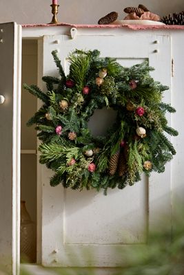 Fresh Poppy Pod + Evergreen Wreath