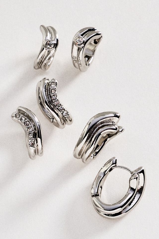 Textured Hoop Earrings, Set of 3 #1