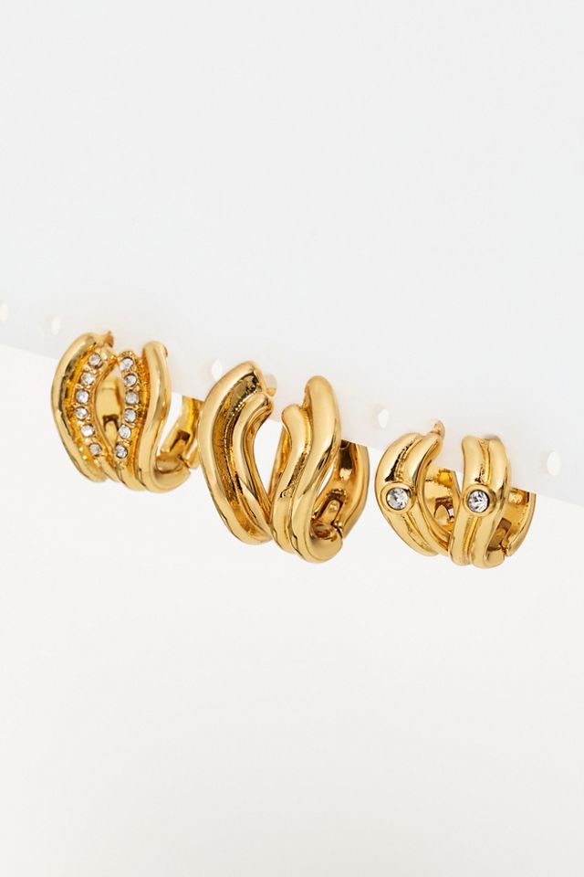 Textured Hoop Earrings, Set of 3 #2