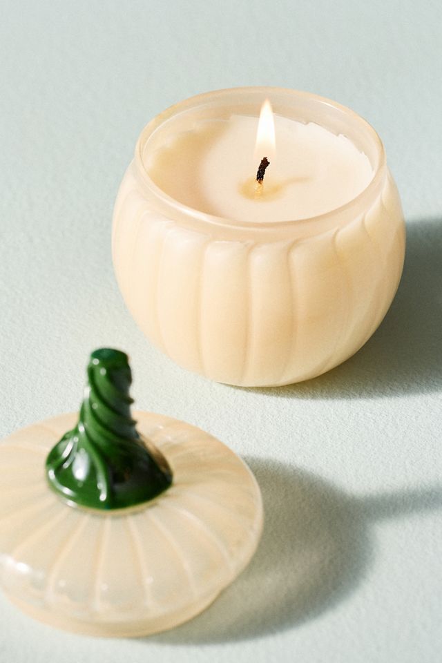 Mini Pumpkin Sweet Vanilla Figural Glass Candle  #1