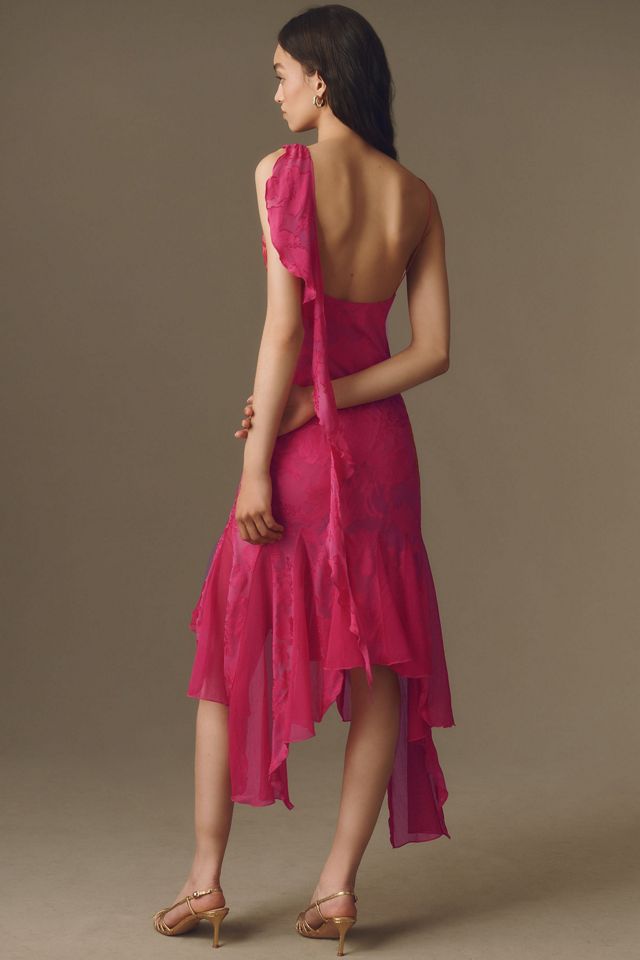 Ronny Kobo Aeris Silk Blend Jacquard Slip Dress #3