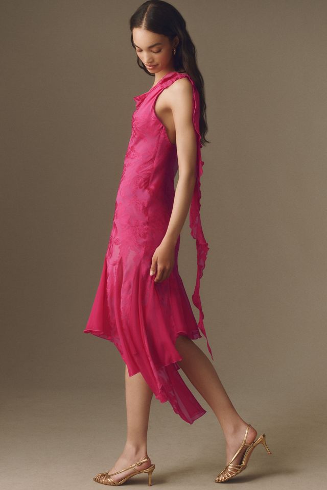 Ronny Kobo Aeris Silk Blend Jacquard Slip Dress #5