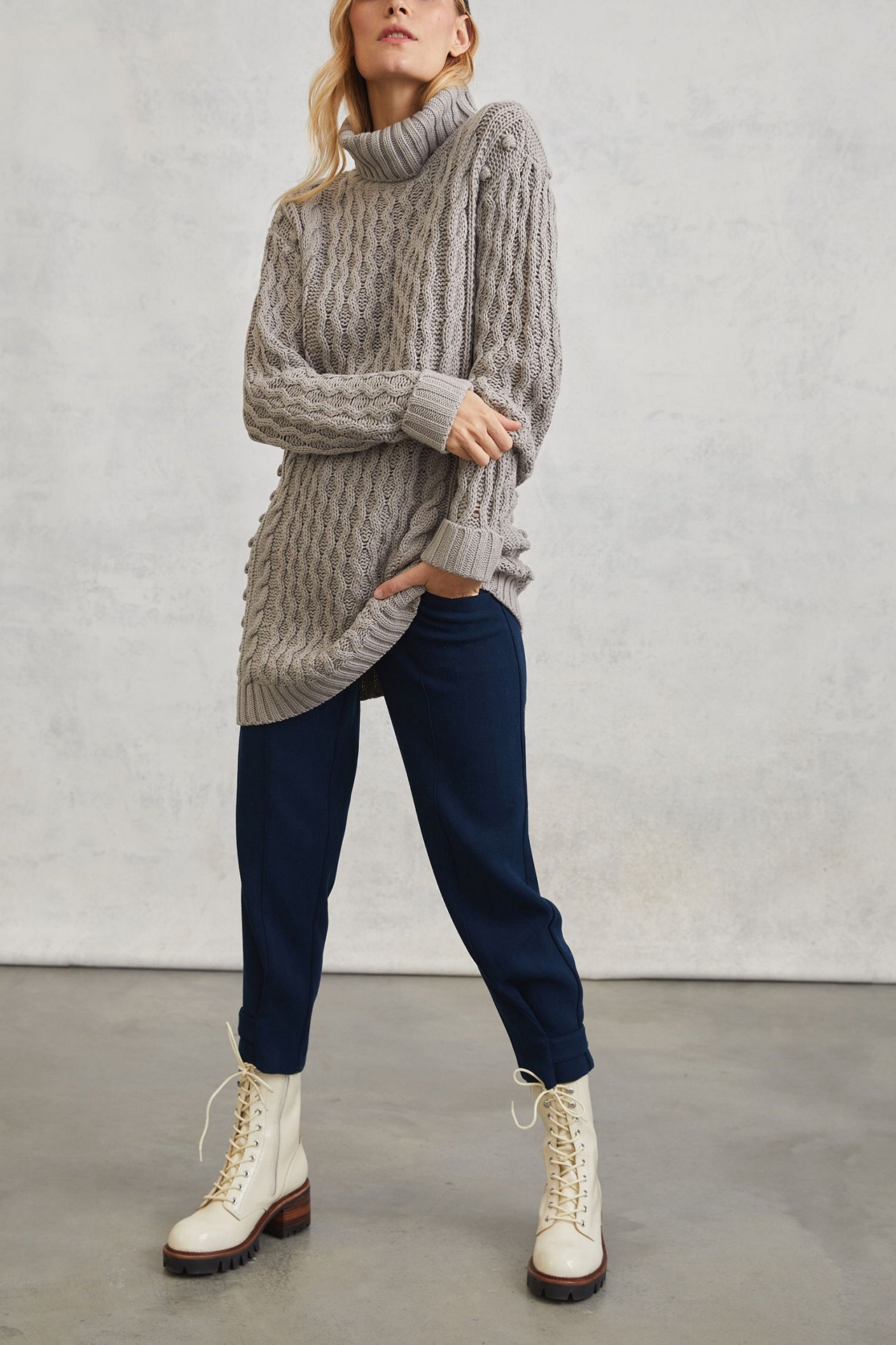 $525 Chase Cable Knit Tunic Sweater