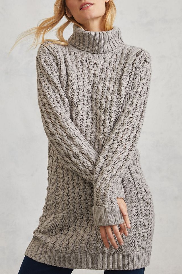 ニット/セーター Back Open Cable Tunic Cozy Twist Cable Knit Tie Back Sweater | Windsor