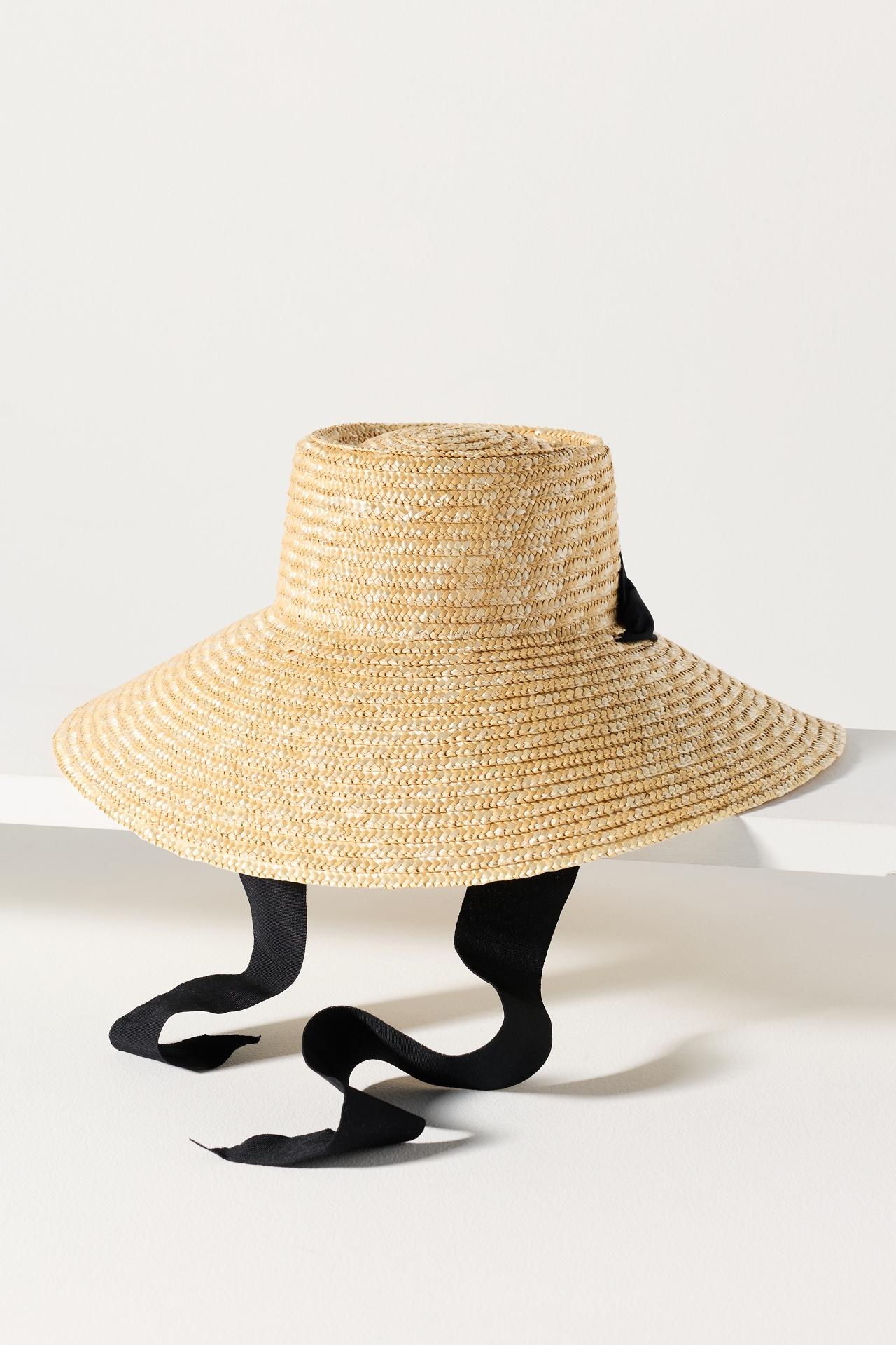 Wide-Brim Straw Grosgrain Hat